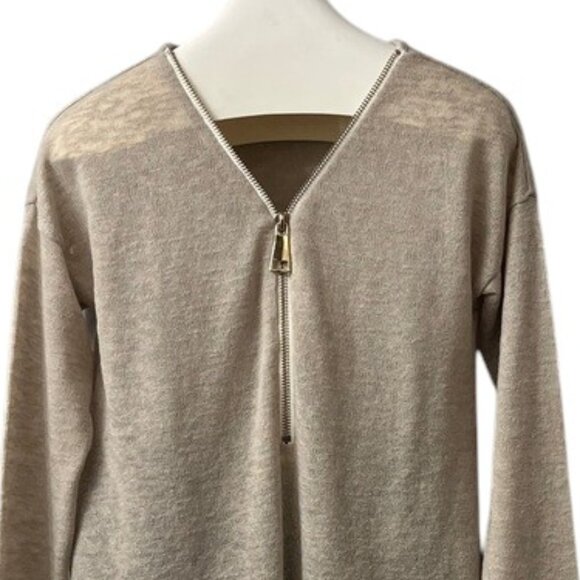 Soft Surroundings New Valentina Slub Sweater Lightweight Tan 1/2 Zip Beach XS - Picture 2 of 9